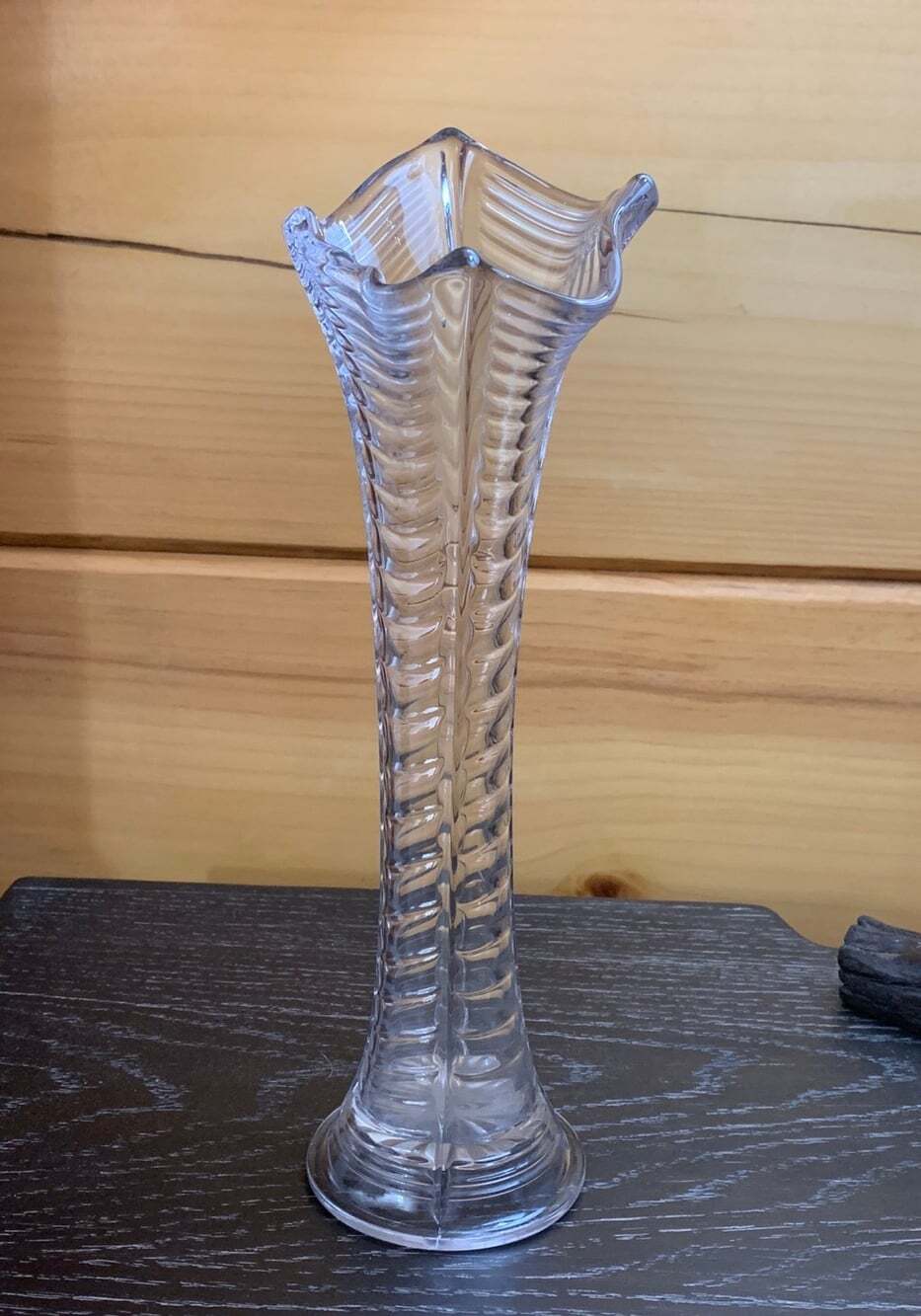 Vintage Swung Glass Vase Art Deco Clear